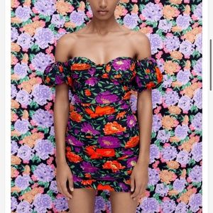 ZARA new floral mini off shoulder dress 8787/544